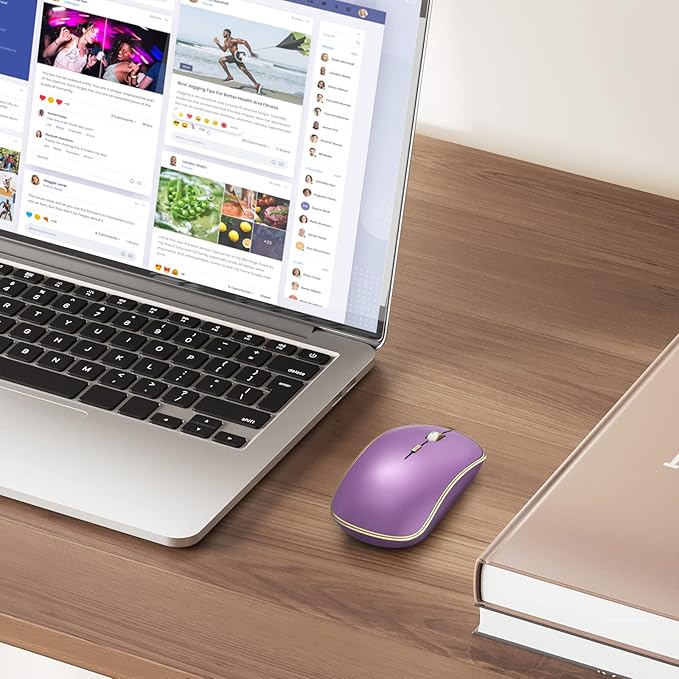 JOYACCESS Wireless Mouse - 2.4G Portable & Ergonomic with 5 DPI Levels for Desktop, Notebook, PC & Laptop (Purple)