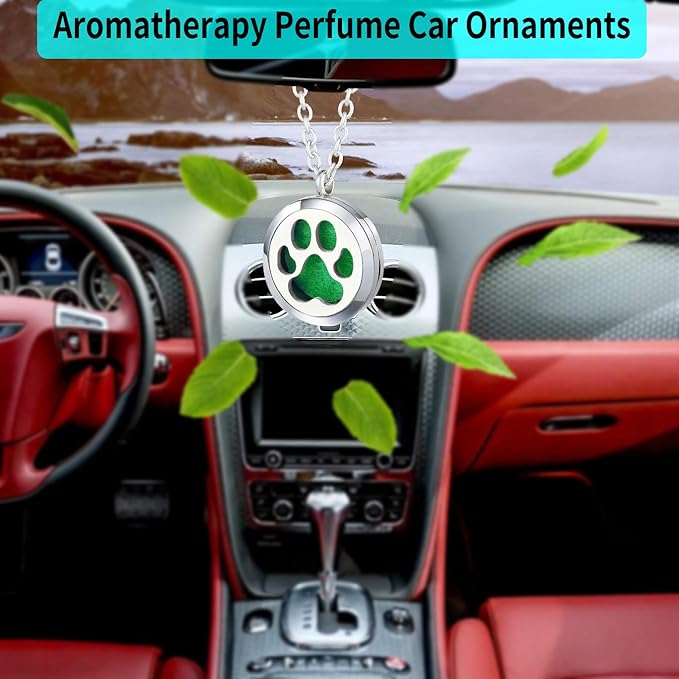 Dog Paw Essential Oil Diffuser Necklace - Aromatherapy Charm Locket Stainless Steel Chain Diffuser Pendant Jewelry for Women Men Teen Birthday Christmas