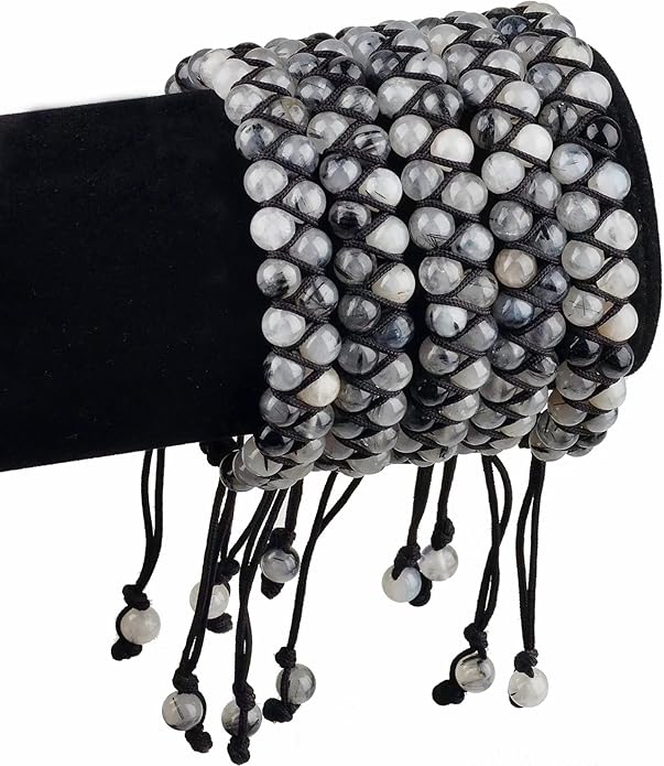 MASSIVE BEADS Double Layer Natural Chakra Healing Power Crystals Macrame Bracelet Yoga Stone Beads Gemstone Meditation Relax Anxiety Bangle for Unisex Women Men