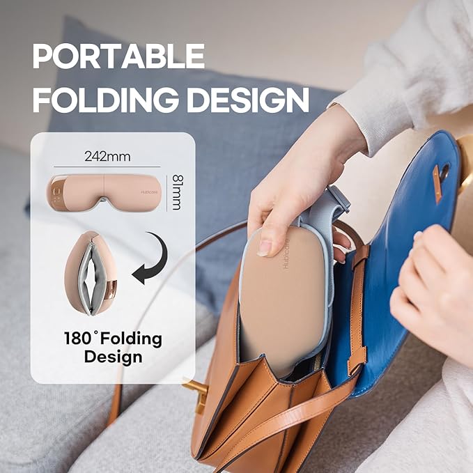 HubiCare Eye Massager with Heat, Vibration, and Music Helps Relieve Strain, Dark Circles, Dryness, and for Migraine Relief Relaxation and Better Sleep Gifts for Women/Men (Rose Gold)