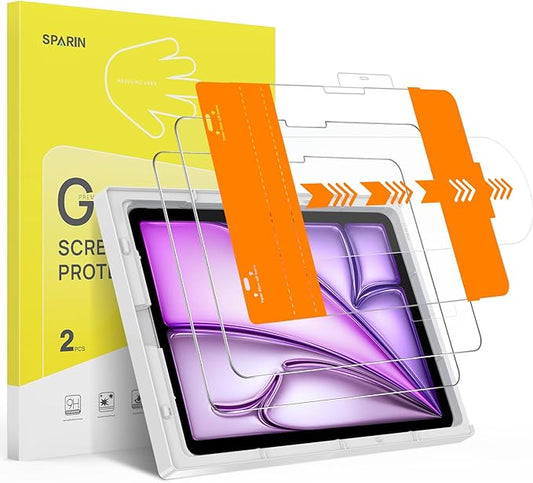 SPARIN 2 Pack Screen Protector for iPad Air 13-inch M3 M2 (2025&2024), Tempered Glass with Easy Application Tray, Case Compatible, Anti-Scratches, High Definition