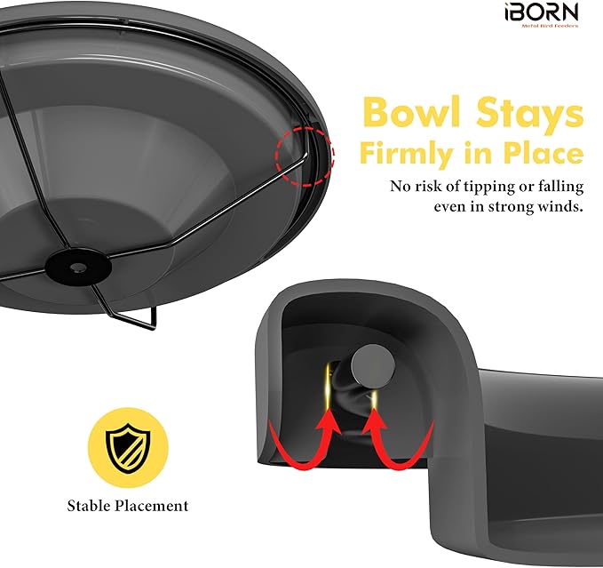 iBorn Bird Bath for Outside,36″ Metal Freestanding Bird Bath,12″ BPA-Free Bowl,Bird Bath with 3 Adjustable Height Pole,Detachable Bird Bath for Outdoors,5-Prongs Base,Gray,1 Pack（Not Include Fountain）