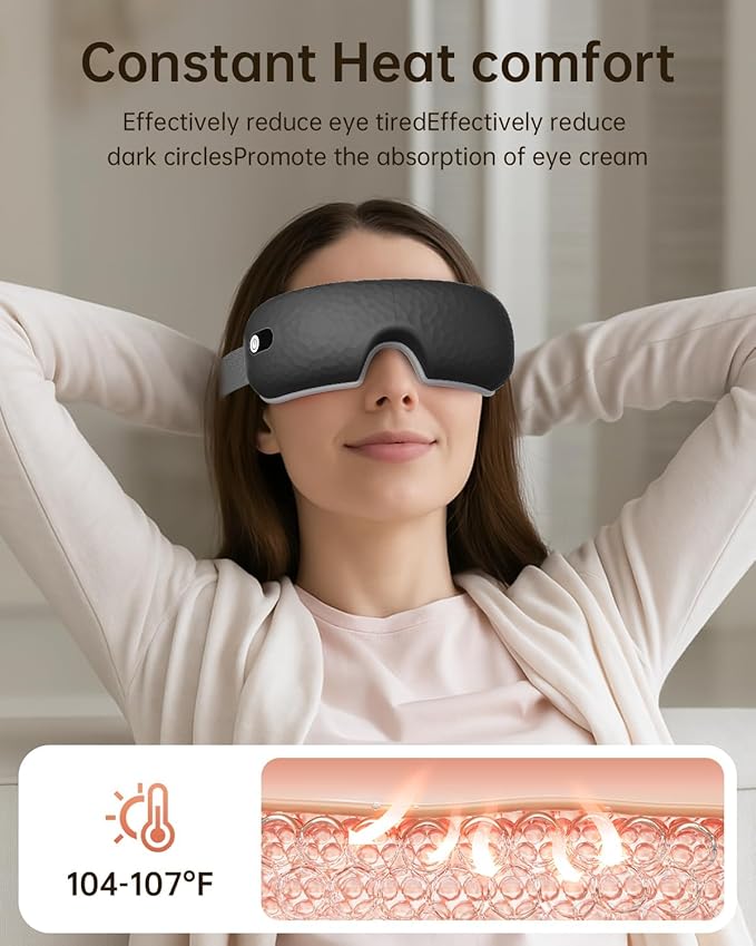 Eye Massager with Heat,Massaging Eye Mask Presents Birthday Gifts for Women mom Men him,Rrelaxing Eye Care Headache Massager Equipment for migraines Relax eyeris