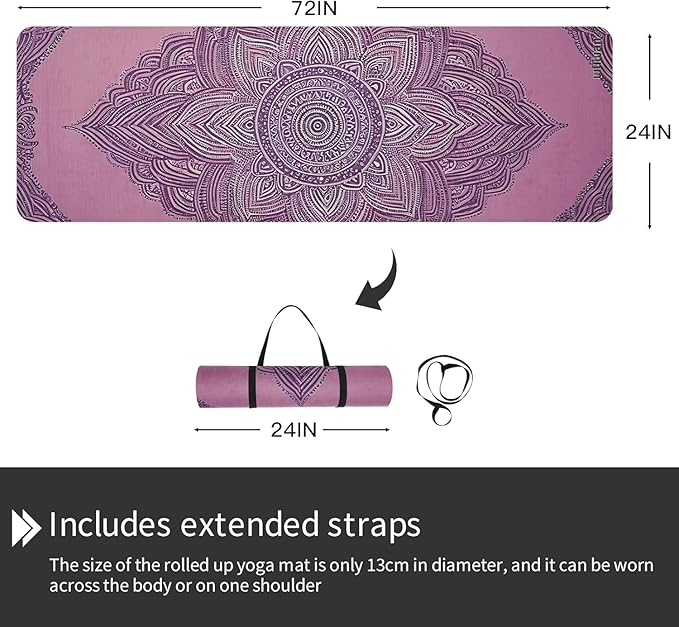 Yoga Mat Non-Slip Extra Thick 72"x32/24" Extra Wide Fitness Exercise Mat TPE Material High Elastic Hot Yoga Mat for Women Yoga Pilates Home Floor Workout (Cow Coffee)