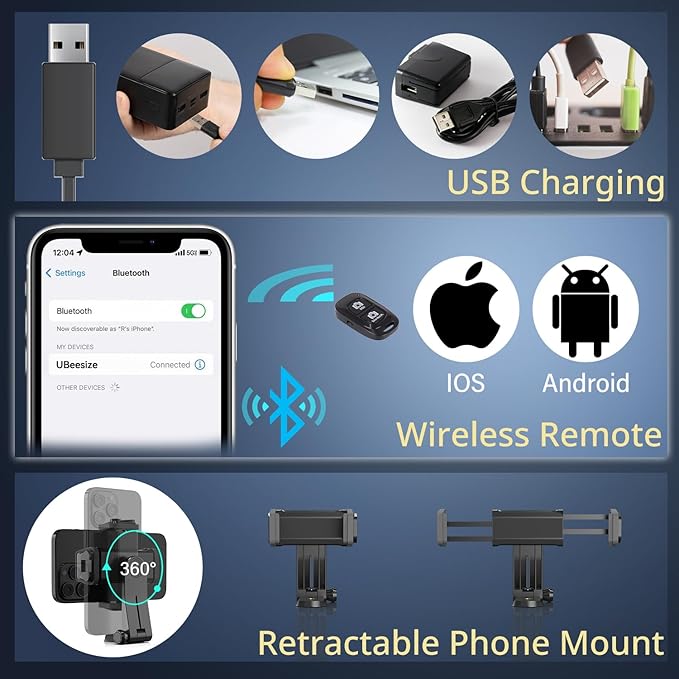 UBeesize 12” RGB Selfie Ring Light with 62” Extendable Tripod Stand & Remote, LED Light with Phone Holder for Video Recording/Makeup/Content Creator (YouTube/TikTok/Twitch), Phone, Camera & Webcam