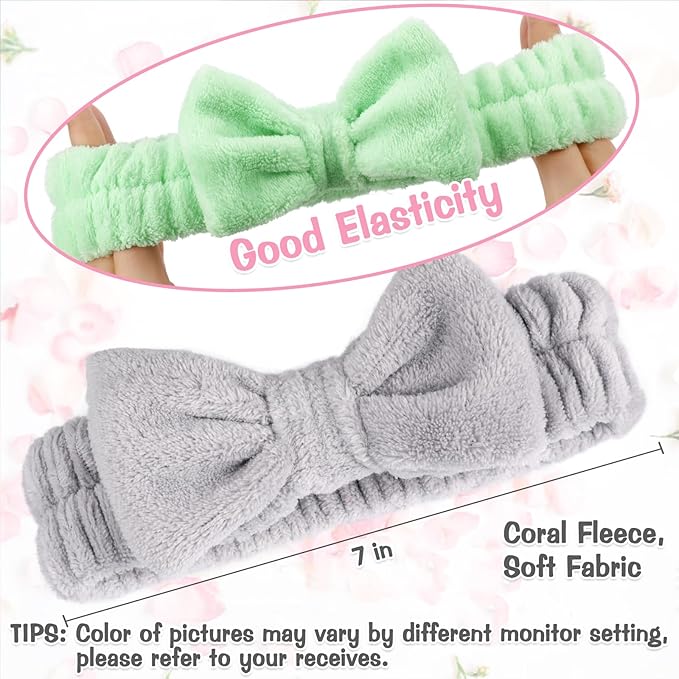 6 Pack Spa Headband for Women Skincare Makeup Headband Bow Hairband Party Favors Soft Coral Fleece Goody Bag Stuffers Christmas Stocking Stuffers for Woman Adult Teen Spa Gifts For Women Gifts Basket