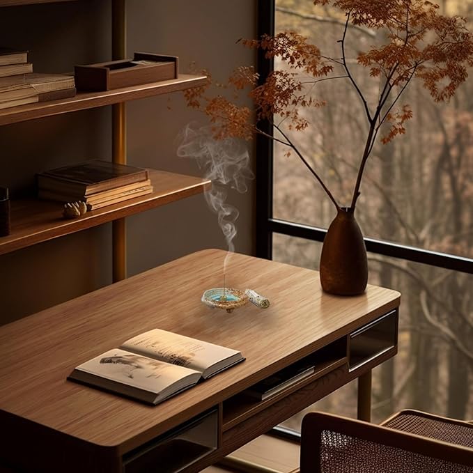 Ceramic Incense Burner Holder for Sticks, Handmade Palo Santo Holder, Incense Cone Dish Bowl for Coil, Sage Cones, Ash Catcher, Smudge Bowl for Yoga Meditation Room Décor