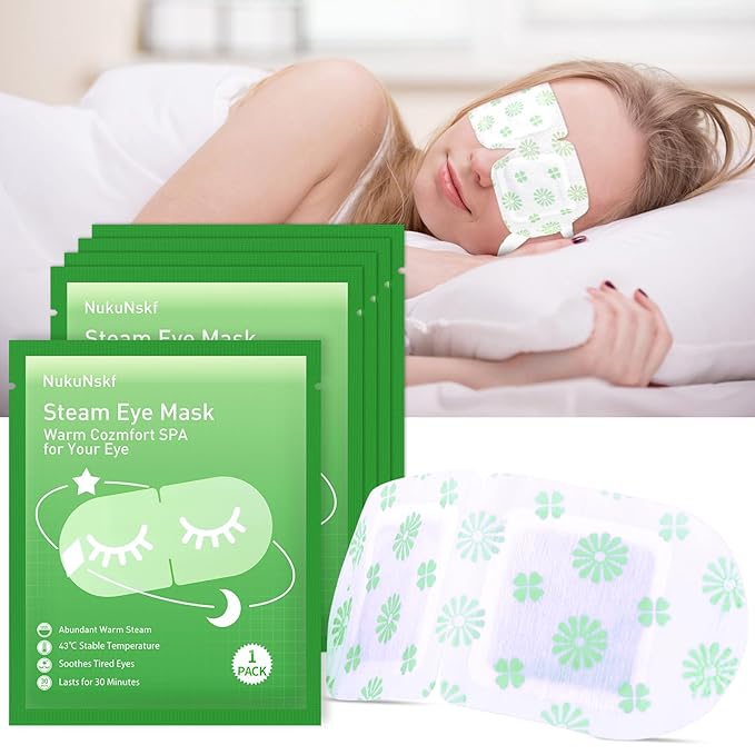 5Packs Steam Eye Mask for Dry Eyes, Self Heating Eye Mask for Relief Eye Fatigue Sleep, Disposable Moist Heating Compress Pads Travel Essentials Spa Gifts for Women Men Birthday Christmas Valentines