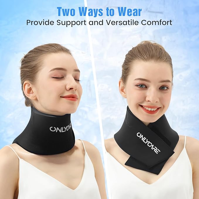 ONLYCARE Neck Ice Pack Wrap Gel - Upgraded Ice Packs for Neck Reusable, Hot and Cold Compress, Relief of Pain, Swelling, Sprains, Office Pressure