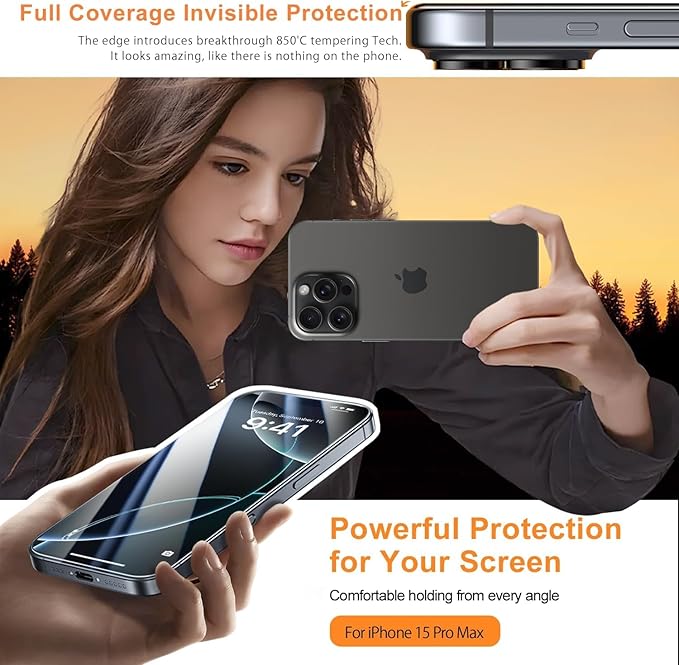 2 Pack for iPhone 17 Pro Screen Protector, [9H Hardness] Tempered-Glass Screen Protector, Full Coverage Tempered Glass Film with Easy Installation Tool, HD Clear, Scratch Resistant