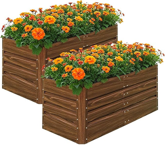 Raised Garden Bed, Raised Beds for Gardening Outdoor for Vegetables and Flowers Ground Planter Box, Galvanized Metal Planter Grow Garden Box,4X2X2ft