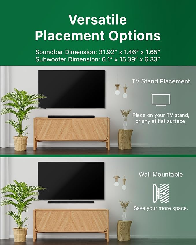 PHILIPS B6309 2.1 Channel Soundbar with Wireless Subwoofer,3D Surround Sound with DTS Virtual:X & Dolby Atmos,Easy Setup with Roku TV Ready™,APP or Remote Control,HDMI eARC,Slim Design,Dark Grey