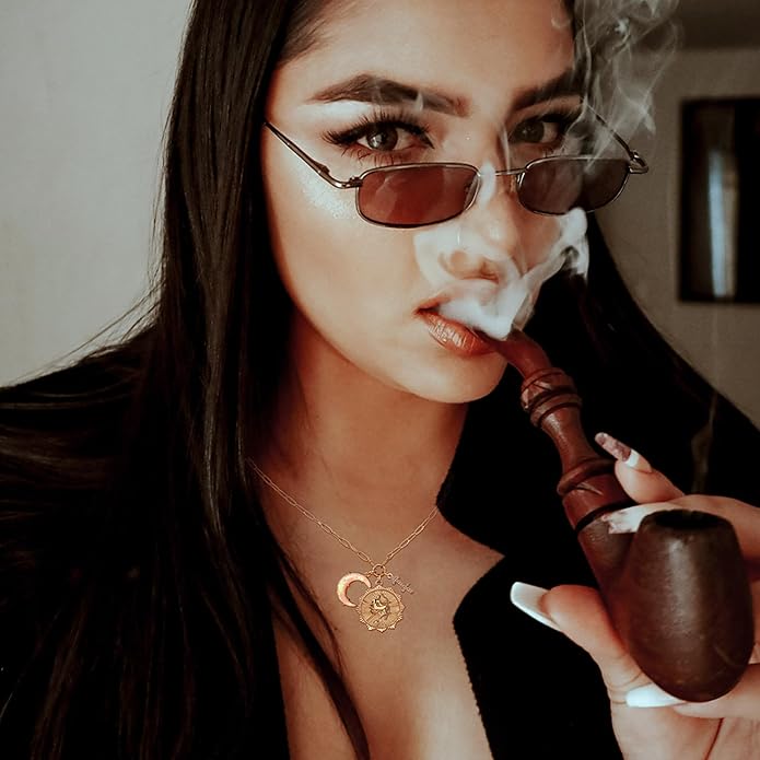 Gold Zodiac Sign Embossed Coin Opal Crescent Moon Charm Necklace for Women Trendy 18K Gold Plated Retro Paperclip Chain 12 Constellation Horoscope Necklaces Astrology Jewelry Gifts