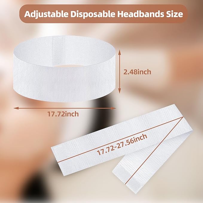 Saranna 45 Pieces Disposable Headbands for Spa Women Elastic Makeup Headbands White Skincare Headband for Face Washing Facial Treatment Hair Wrap Enthusiasts Makeup Artists