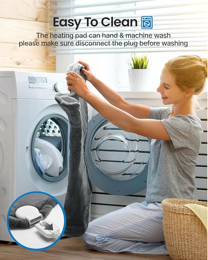 RENPHO Heating Pad for Back, Anniversary Relaxation Christmas Gifts for Women Men Wife, Neck and Shoulder Heat Pad for Pain Relief, Hsa Store Eligible Items, ETL Certified, 24"x33", Grey White