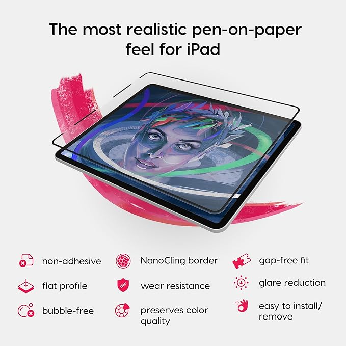 Astropad Rock Paper Pencil v3.0 (2025) – Paper Screen Protector for iPad Pro 13″ (M4, M5) & iPad Air 13″ (M2/M3) + 2 Apple Pencil Tip Replacements – Compatible with Pencil 1/2 & Pencil Pro