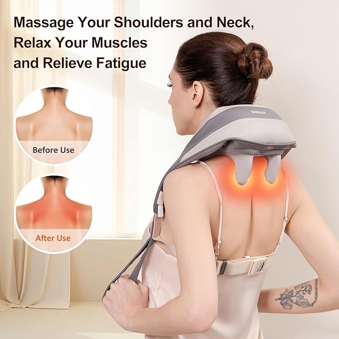 Neck Massager for Pain Relief Deep Tissue, Shiatsu Neck and Back Massager With Heat, Electric Massage Pillow for Shoulder Leg Body Muscle Pain Relief, Gifts For Women Men Mom Dad (Black【with bag】)