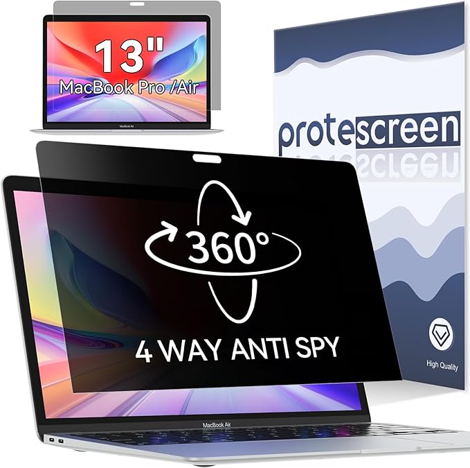 360° Privacy Screen for MacBook Pro 13 Inch(2016-2022, M1, M2)/MacBook Air 13 in(2018-2021,M1), 4 Way Privacy Anti Glare Blue Light Filter Shield Film Anti Spy Laptop Protector for Mac 13In Computer