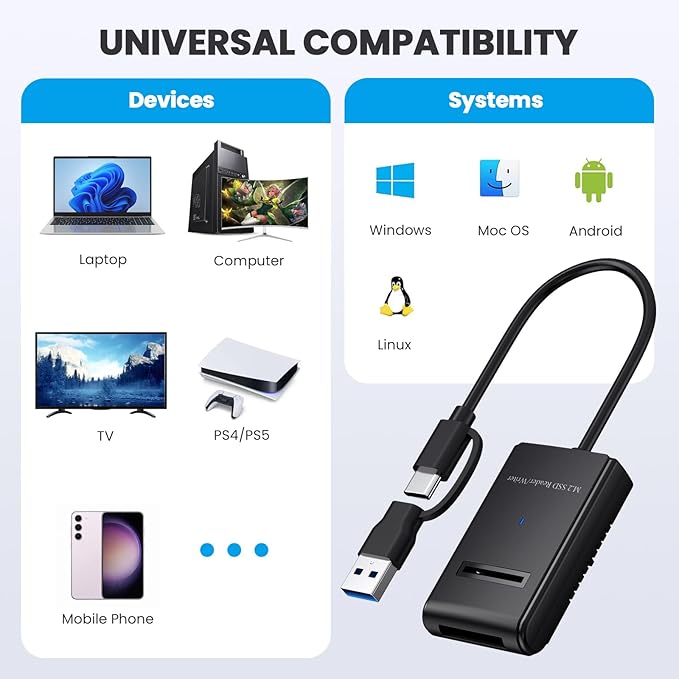 CY USB 3.0 USB-C Type-C Type-A to NVME M-Key M.2 NGFF SATA SSD Docking Horizontal External Cable Enclosure RTL9210B Chipset