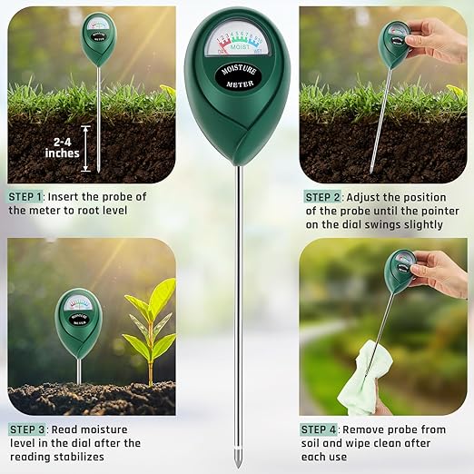 Plant Moisture Meter, Plant Water Meter, Soil Moisture Meter for House Plants for Garden, Lawn, Farm, Indoor & Outdoor Use, No Batteries Required (2 Packs Green)