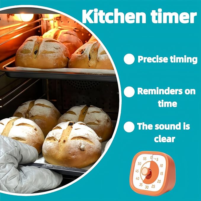 Visual Timer for Kids - 60 Minute Visual Kids Timer for Classroom Home Office, Countdown Timer for Cooking Teaching Working Meeting (Orange)