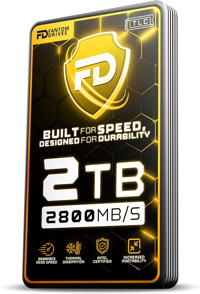 Fantom Drives Extreme 2TB External SSD - 2800MB/s, Thunderbolt 3 and 4, USB Type-C, Aluminum, 3D NAND TLC, TB3X-2300N2TB