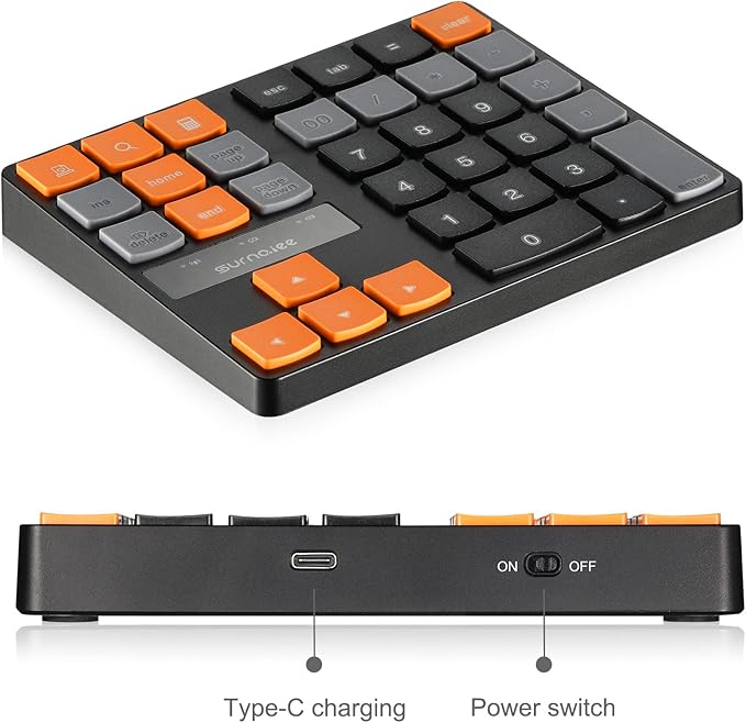 SurnQiee Bluetooth Numeric Keypad, Wireless Number Pad 35-Keys Financial Accounting Rechargeable Number Keyboard for Laptop Desktop, PC, Notebook