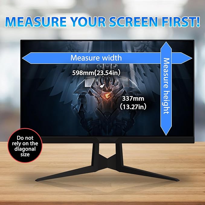 Magnetic Computer Privacy Screen, 27 Inch Removable Hanging Shield for Frameless Monitor 16:9 Widescreen, Anti Blue Light Filter, Anti-Glare Protector