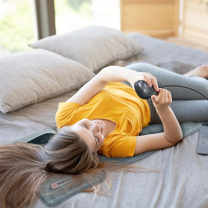 Full Body Massage Mat with Heat, Back Massage Pad with Neck Massage Pillow with 10 Vibration Motors, Multifunctional Electric Massage Chair Back Pad for Back Lumbar Leg Pain Relief