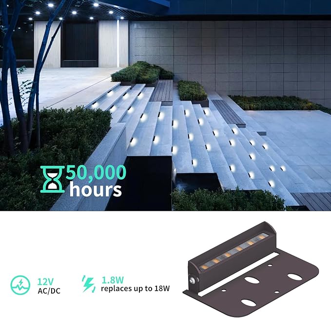 4 Packs 4inch LED 1.8W Hardscape Lighting,12V AC/DC Low Voltage Retaining Wall Light Paver Lighting,5000K Daylight White Outdoor Step Light,50,000 Hours Lifespan