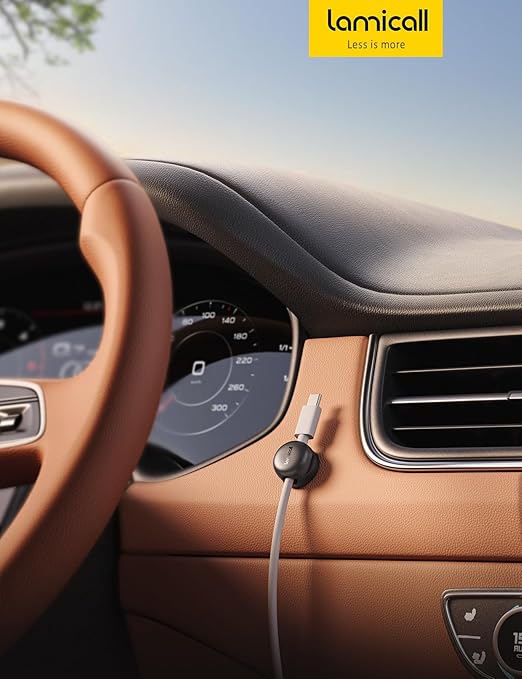 Lamicall Cable Clips, Spring Cord Organizer Holder - 6Pack Compact Desk Cable Management Clips, Nightstand Phone Charging Cord Holder, 8mm Slot Adhesive Wire Organizer, Desk Office Accessory