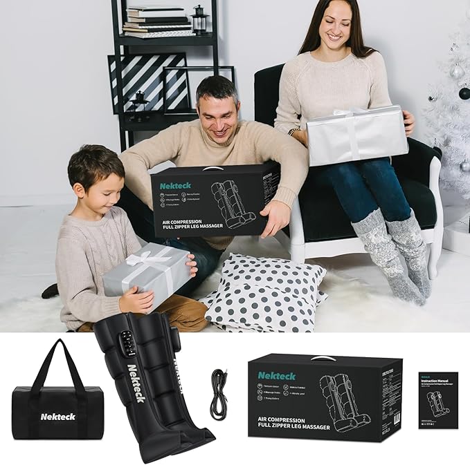Nekteck Leg Compression Massager Recovery System, Cordless Foot and Leg Massager for Circulation and Pain Relief, Rechargeable Compression Boots with 6 Modes 4 Intensities, Legs Relaxation