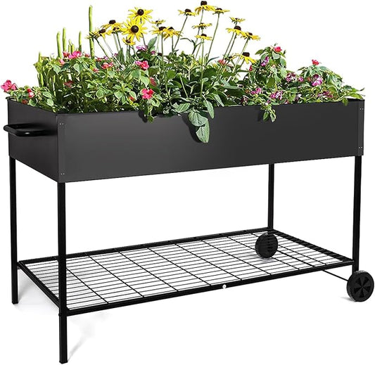 MIXC 50 * 26 * 31 Large Metal Raised Garden Beds with Legs, Elevated Planter Boxes Outdoor Raised for Gardening, Bigger Planter Box for Vegetable Flower Herb