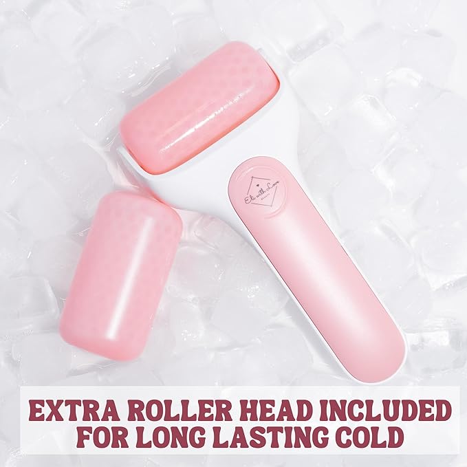 Eli with Love Ice Roller for Face Premium Facial Ice Roller with Carry Case and 2X Rollers for Long Lasting Cold - Eye Roller for Puffy Eyes & Cold Massage for Migraines (Pink (with case))