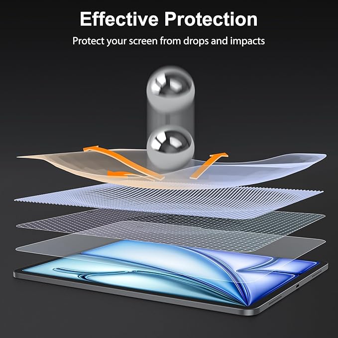 SPARIN 2 Pack Screen Protector for iPad Air 11 Inch M3/M2 (7th /6th Generation, 2025/2024), Tempered Glass for iPad Air 7/6 Gen with Easy Installation Tray, Apple Pencil Pro Compatible, Case Friendly