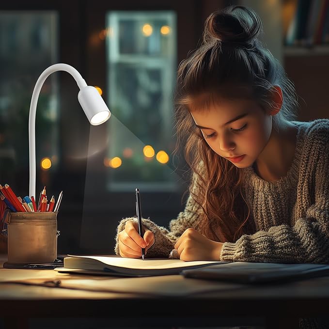 LED Reading Lights for Bed Headboard, Clip on Spotlight Lamp for Desk, Dorm Bed, Dimmable USB Clamp Book Light with Flexible Gooseneck, Change Color Temperature 3000/4000/6000K