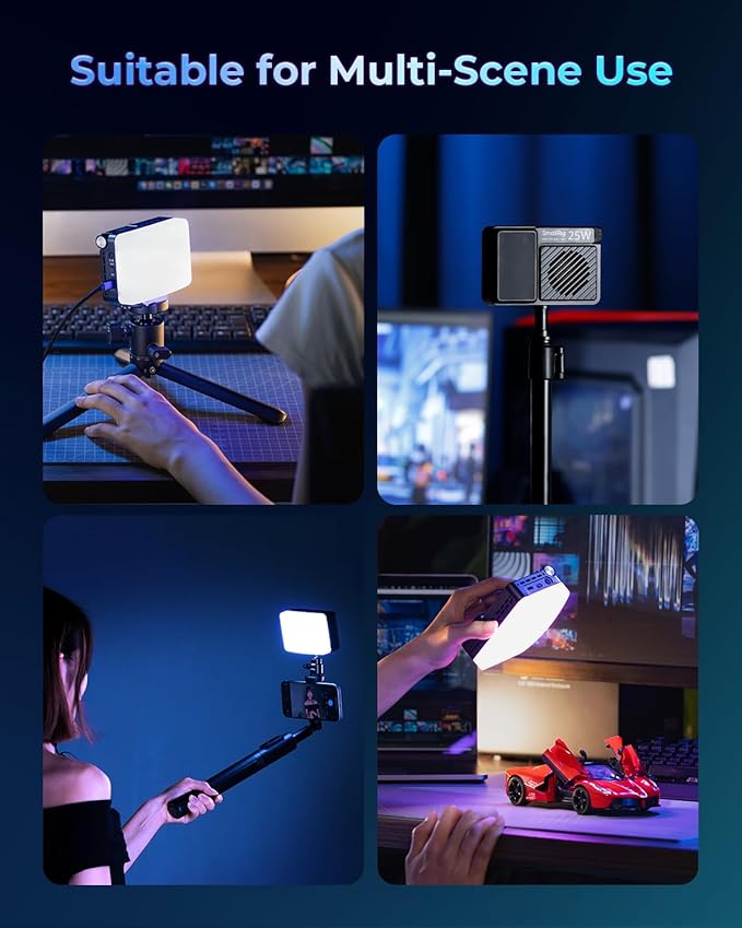 SmallRig RM 25C Mini LED RGB Video Light, 3100mAh Battery, HD LCD Display, 25W Portable Camera Light Gifts for Photographers, Content Creators, 2500K-10000K CRI 96 TLCI 99, Magnetic Mounting - 5357