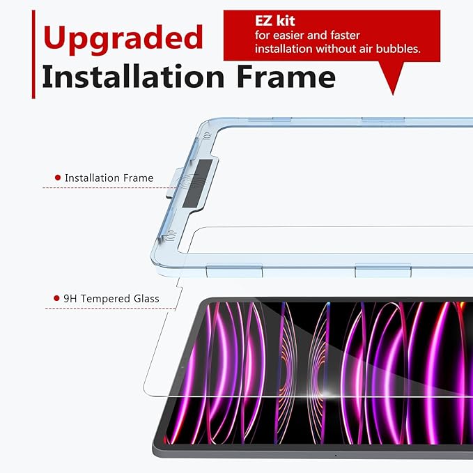 bersem Screen Protector Compatible with iPad Pro 11 (2022&2021&2020&2018) & iPad Air 5th / 4th (2022&2020) Tempered Glass, Ultra Clear, Anti-Scratch, Case Friendly, EZ Kit, 1 Pack