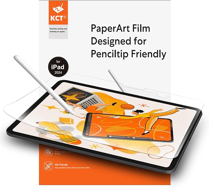 KCT PaperNano Screen protector Compatible with iPad Pro 11 inch M5 2025 / M4 2024, Paper Nano-Texture Film for Drawing, Nib Friendly, Anti-Glare-2 Pack