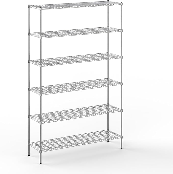 18" Deep x 60" Wide x 96" Height Wire Shelving Kit | 6-Tier | NSF Commercial Storage Rack Unit