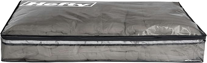 Hefty Underbed Flexible Tote with Breathable Mesh, Double Zipper, 2 Handles – Ideal for Moving or Clothes & Apparel Storage, Alternative to Plastic Bin, Organizer or Container