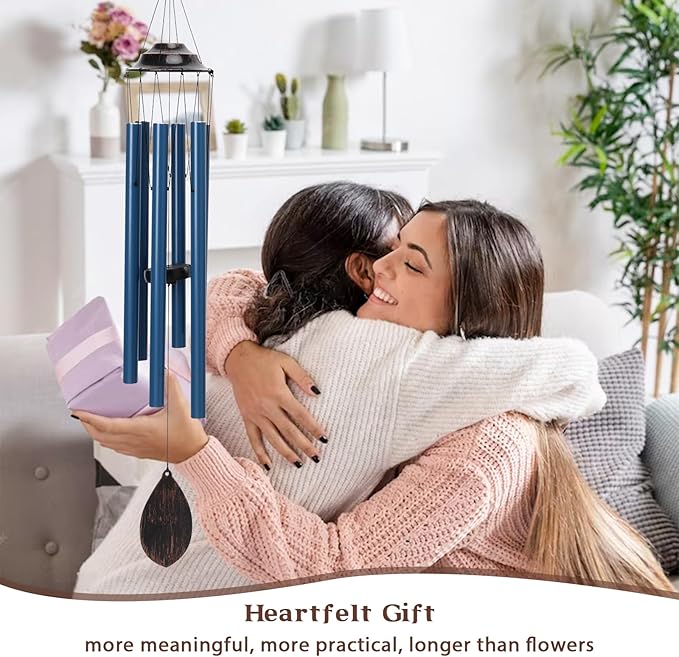 MUMTOP Wind Chimes for Outside - Deep Tone Memorial Sympathy Wind Chimes Outdoor, 38.5 Inch Windchimes Clearance for Garden, Patio,Yard Decor Gift (Blue)