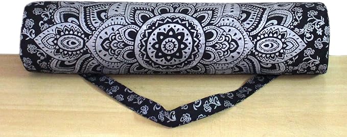ICC Black Gold Mandala Full-Zip Exercise Yoga Mat Carry Bag Gym Beach Pilates Carrier Bags Hippie Mandala Indian Cotton Bag