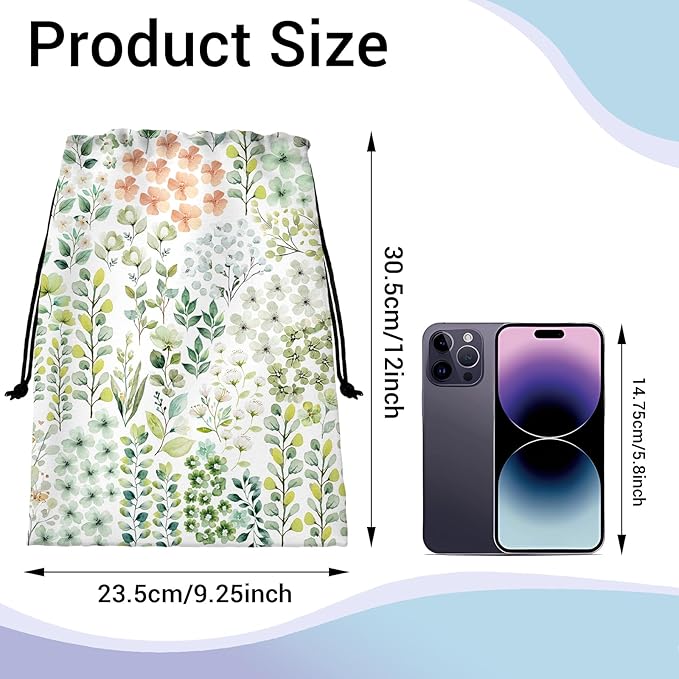 Green Leaves Gymnastics Grip Bag Waterproof Gymnastics Pouch String Bag for Gym Sports Storage