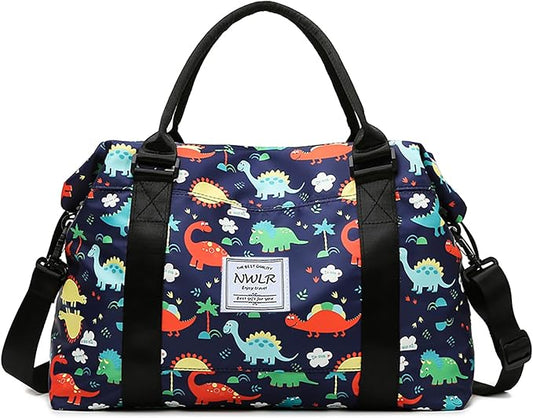 Travel Duffle Bag Weekender Overnight Bag Gym Tote with Dry and Wet Separated Pocket for Women Girls Shoulder Workout Duffel Bag Water Resistant (cute dinosaurs)