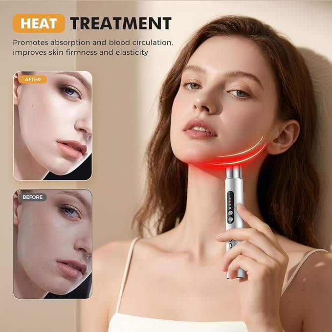 REDLOOK Depuffing Wand - Multi-Mode Cold & Heat Eye with Massager,At Home Face Roller Tool, Beauty Wand for Puffiness Reduction, Dark Circles, and Let The Skin Be Full of Radiance - Silver