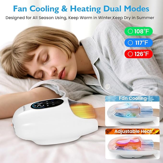 Hand Massager with Heat and Compression, 6 Modes 6 Intensities Hand Massage with Kneading Roller, Hand Massager for Arthritis and Carpal Tunnel, Birthday Gifts for Women/Men