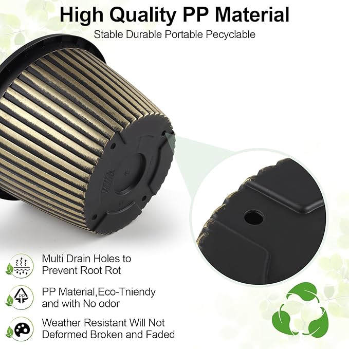 Large-Planter-Indoor-Outdoor Plant Pots, 16 inch 4 Pack Plastic Flower Pots with Saucer and Drainage Holes, Modern Garden Planters for Planting Medium Large Plants， Decorative Resin Garden Pots