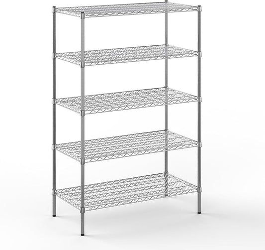 Wire Shelving Kit | NSF Commercial Storage Rack Unit (5-Tier | 64" Height, 21" Deep x 42" Wide)