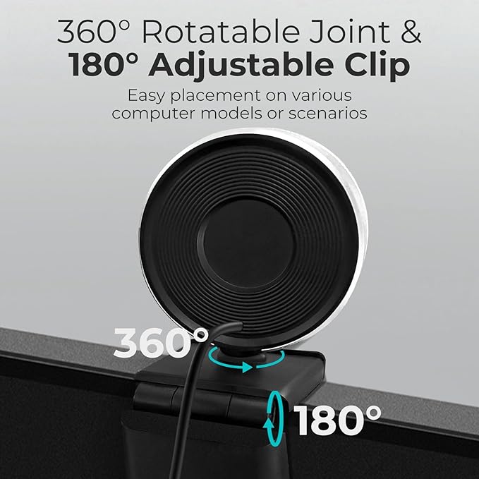 2K Webcam for PC with Microphone & Light & Privacy Cover, Web Camera for Desktop Computer/Laptop/Monitor/Mac, USB Streaming Camera for Zoom/Skype/Teams/Video Calling/Studying and Conference